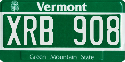 VT license plate XRB908