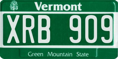 VT license plate XRB909