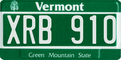 VT license plate XRB910
