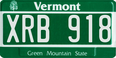 VT license plate XRB918