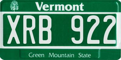 VT license plate XRB922