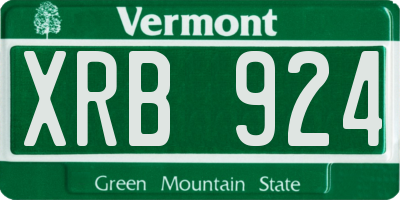 VT license plate XRB924