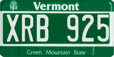 VT license plate XRB925