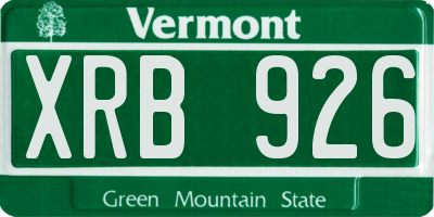 VT license plate XRB926