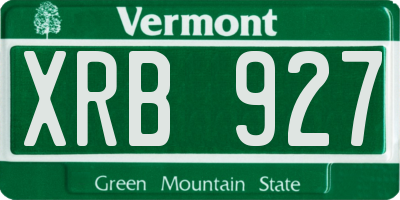 VT license plate XRB927