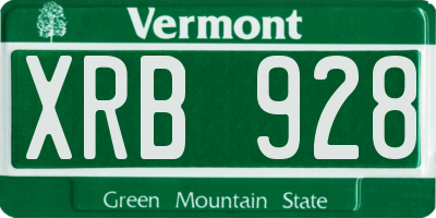 VT license plate XRB928