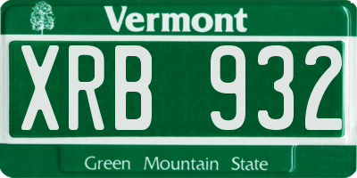 VT license plate XRB932