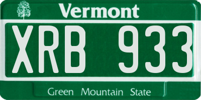 VT license plate XRB933