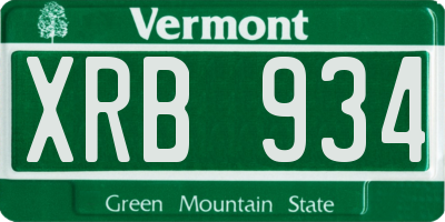 VT license plate XRB934