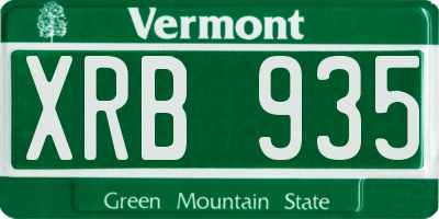VT license plate XRB935