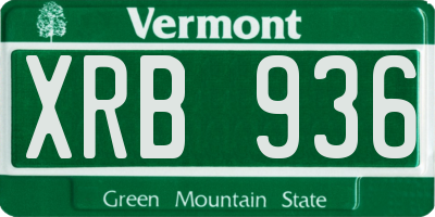 VT license plate XRB936