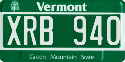 VT license plate XRB940