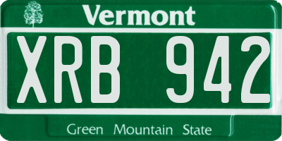 VT license plate XRB942