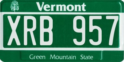 VT license plate XRB957