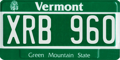 VT license plate XRB960