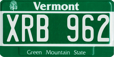 VT license plate XRB962