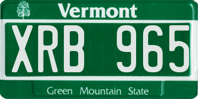 VT license plate XRB965