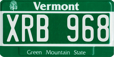 VT license plate XRB968