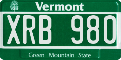VT license plate XRB980