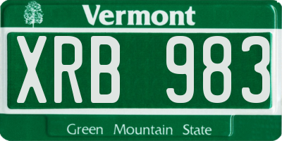 VT license plate XRB983