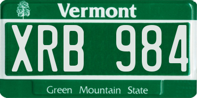 VT license plate XRB984