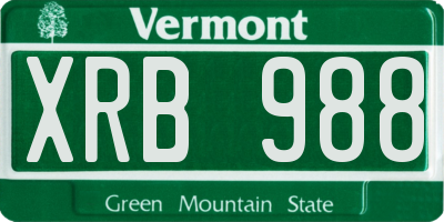 VT license plate XRB988