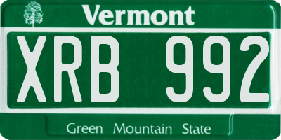VT license plate XRB992