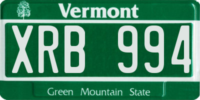 VT license plate XRB994