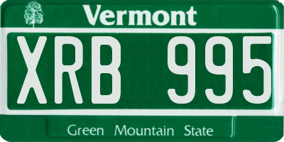 VT license plate XRB995