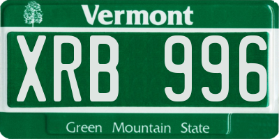 VT license plate XRB996