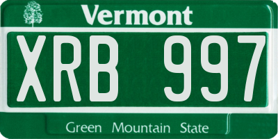 VT license plate XRB997