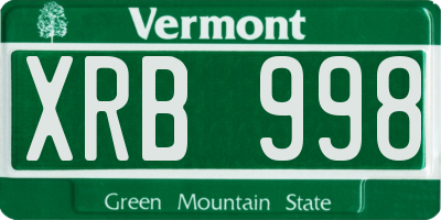 VT license plate XRB998