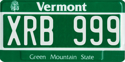 VT license plate XRB999