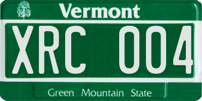 VT license plate XRC004