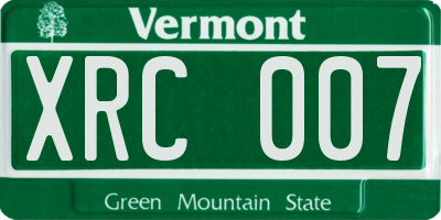 VT license plate XRC007