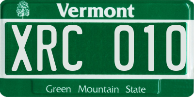 VT license plate XRC010