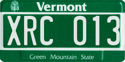 VT license plate XRC013