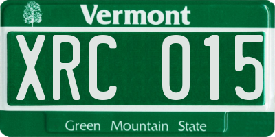 VT license plate XRC015