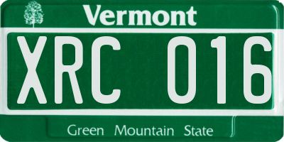 VT license plate XRC016