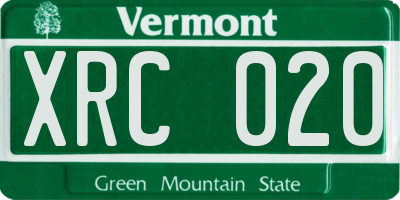 VT license plate XRC020