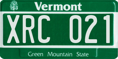 VT license plate XRC021