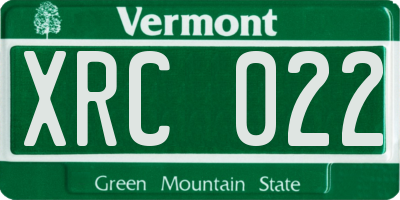 VT license plate XRC022