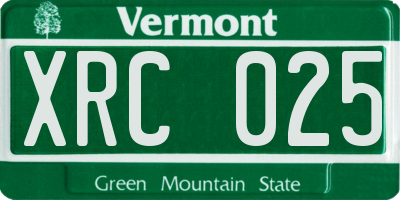 VT license plate XRC025