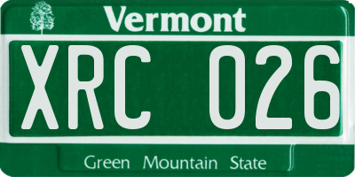 VT license plate XRC026