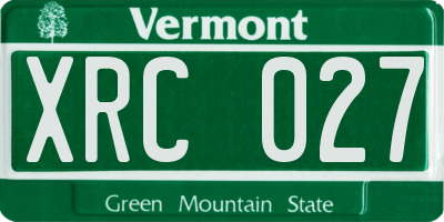 VT license plate XRC027