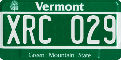VT license plate XRC029