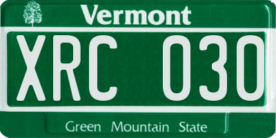 VT license plate XRC030