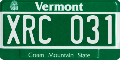 VT license plate XRC031