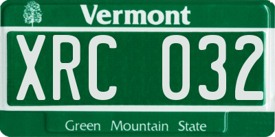 VT license plate XRC032
