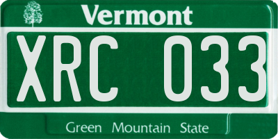 VT license plate XRC033